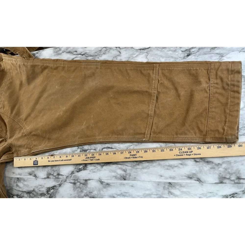Carhartt Duck Bib Overalls Double Knee Canvas Mens 42 x 32 R01-M Tan Brown